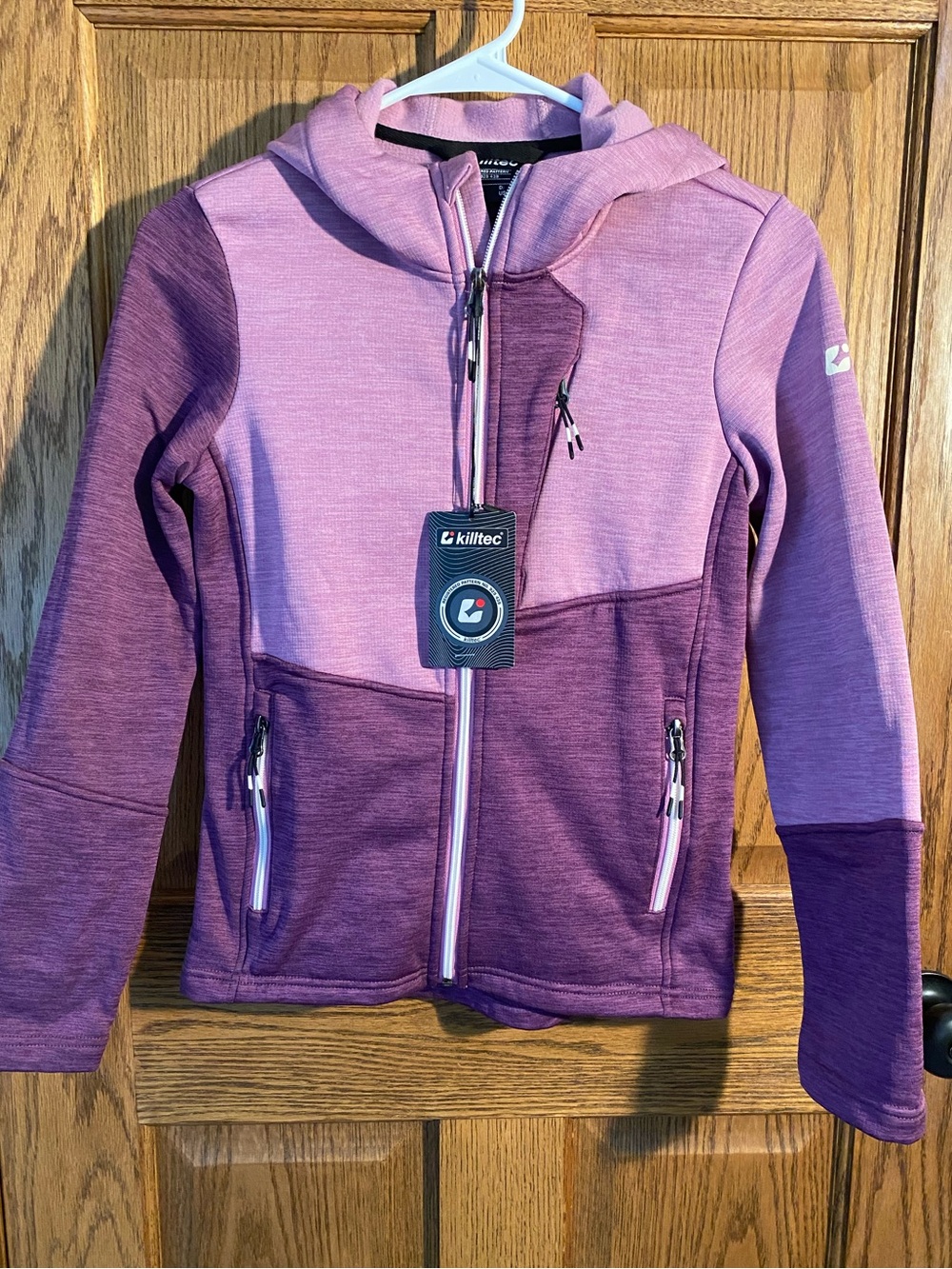 NWT Girl’s Killtec Two-Tone Purple Full-Zip Hooded Jacket.